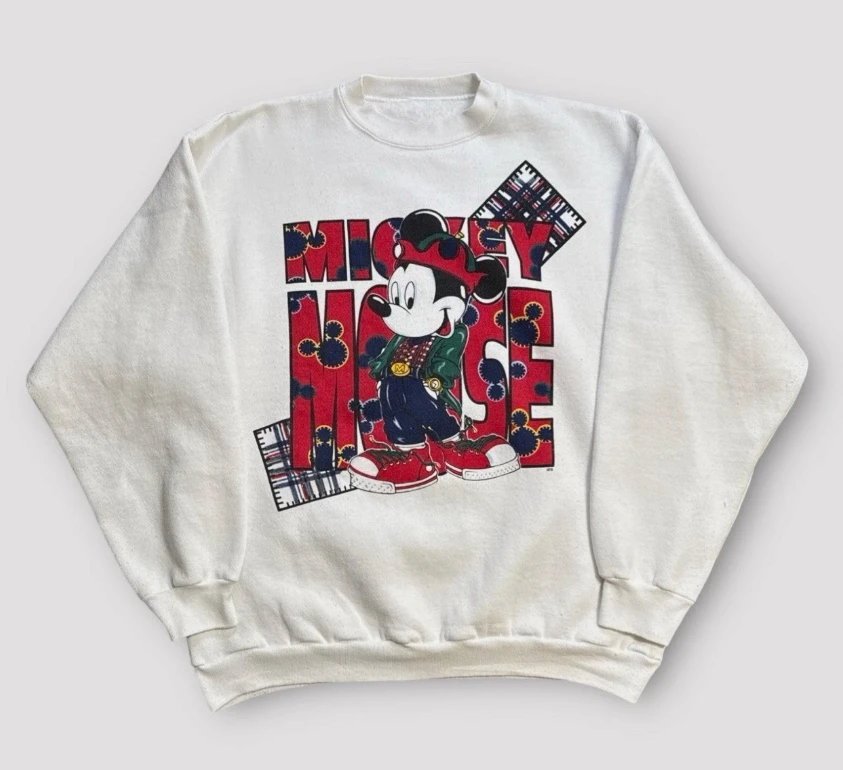 Official Disney character print comfortable cotton autumn and winter fleece round-neck hoodie for women and couples