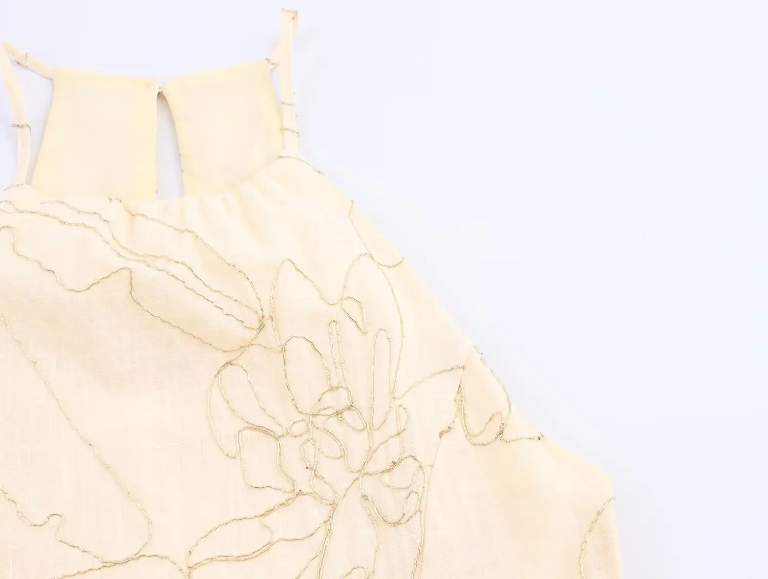 Cross-border women's clothing summer new product simple style elegant flower embroidered halter neck dress