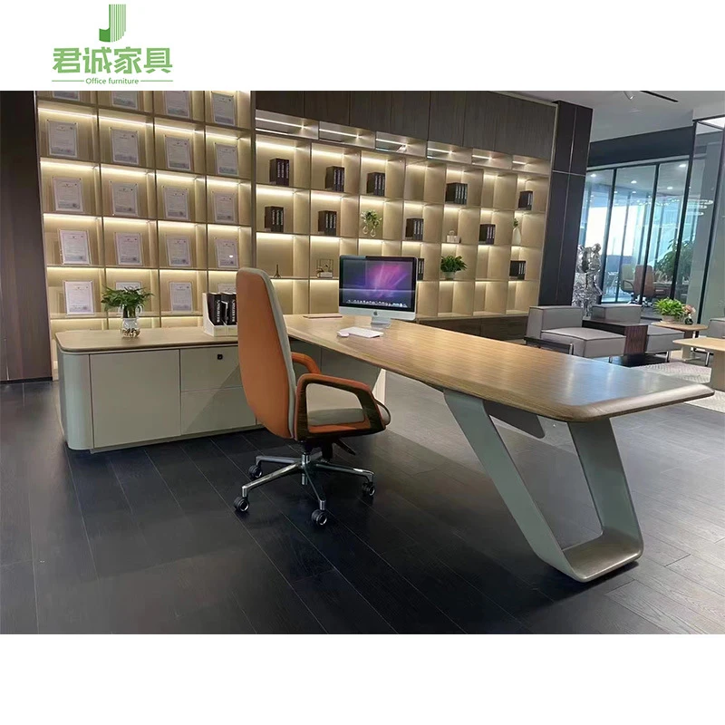 Juncheng high-end and elegant executive desk, simple modern executive desk, light luxury's office desk and chair set