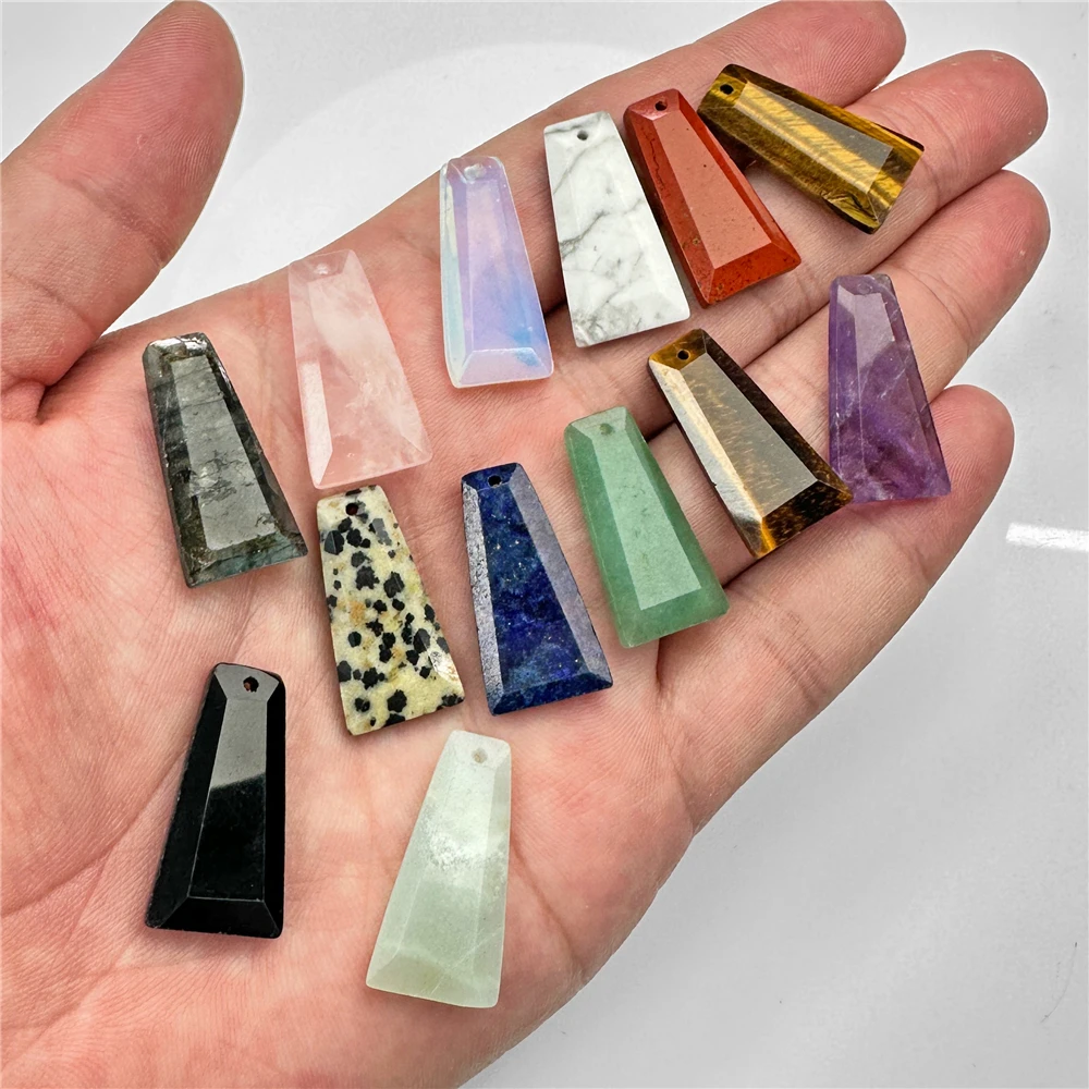 

Trapezoid Natural Stone Pendants Labradorite Tiger Eye Amethysts Lapis Gems Beads Pendant For Finding Making Necklaces Earrings