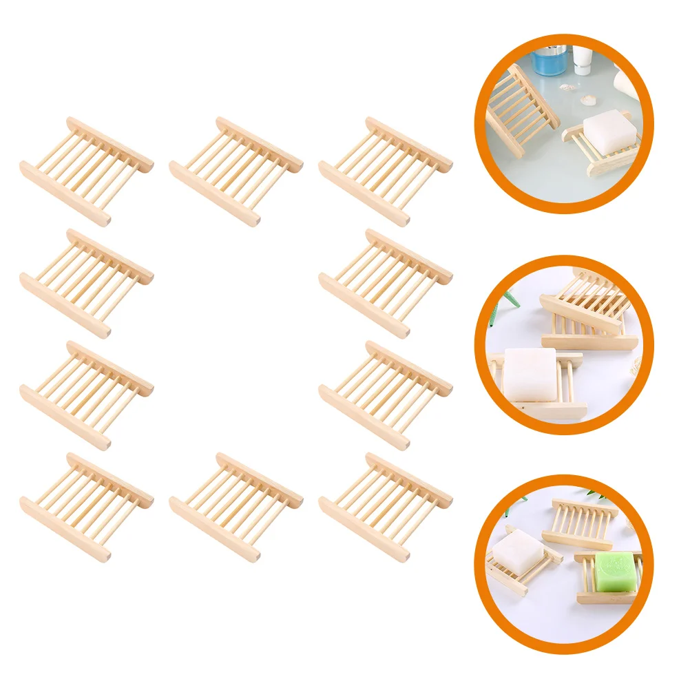 

10 Pcs Soap Dish Bathroom Large No Punching Drain Storage Rack 10pcs Wooden Holder Tray Drawer Crafts Holders Travel