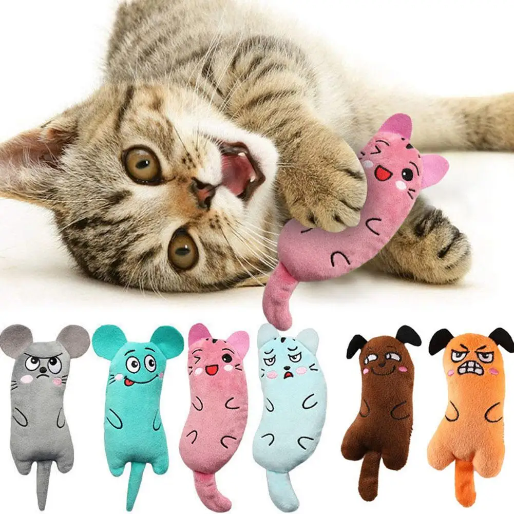 Juguetes de expresión de dibujos animados para gatos, suministros de felpa para mascotas, hierba gatera integrada, ratón suave y divertido con forma de perro, juguete interactivo para masticar, juego de gatos y gatitos