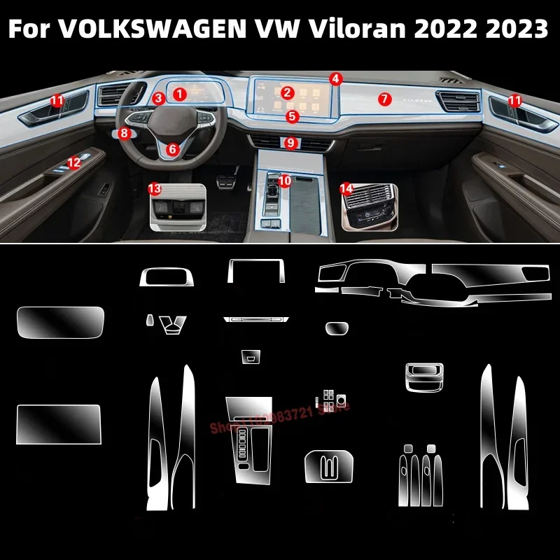 Tpu Transparent Protection Film for VOLKSWAGEN VW Viloran 2022 2023 Car  Interior Sticker Center Console Screen Gear Door Panel