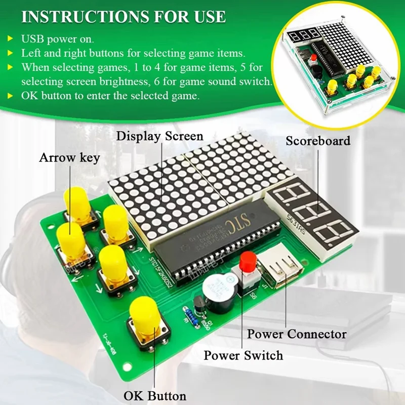 ABKJ-DIY Pixel Game Maker Kit Electronics DIY Soldering Project Practice Solder Learning Assembly With Shell Race Car Games