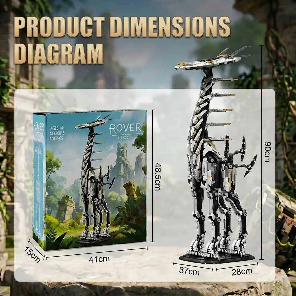 Klemmbausteine Dawned Horizon Langhalsiges Tier Baustein-Set Riesige Version Giraffe Spiel-Sammlung Montagemodell Bausteine Desktop-Dekoration Kreatives Spielzeug Erwachsenen-Geschenk 8016 Teile – Detail 3