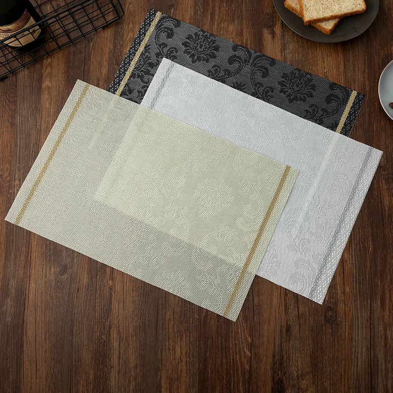 Luxury Pvc Jacquard Waterproof Table Mat High-End Rectangular Placemats for Restaurant European Dirt-Resistant Insulation Pad