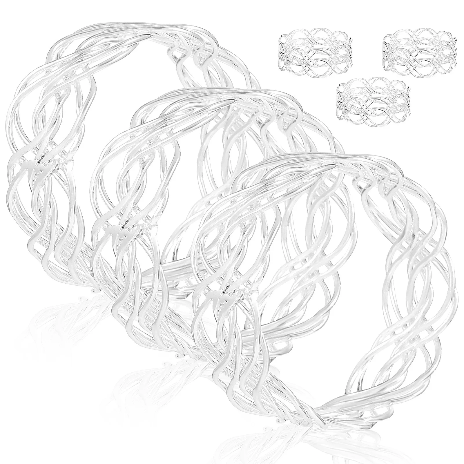 

6 pcs Rings Metal Hollow Napkin Ring Set Weaving Design Irregular Table Decorations For Christmas Dinner Wedding Party