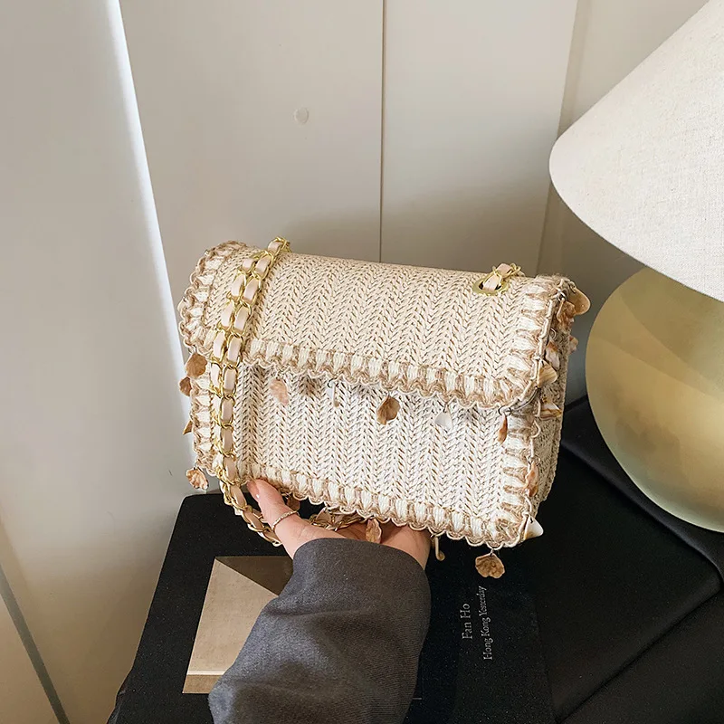 

2025 Summer Woven Straw Shoulder Bag | Bohemian Fringe Crossbody Purse | Casual Square Handbag for Women