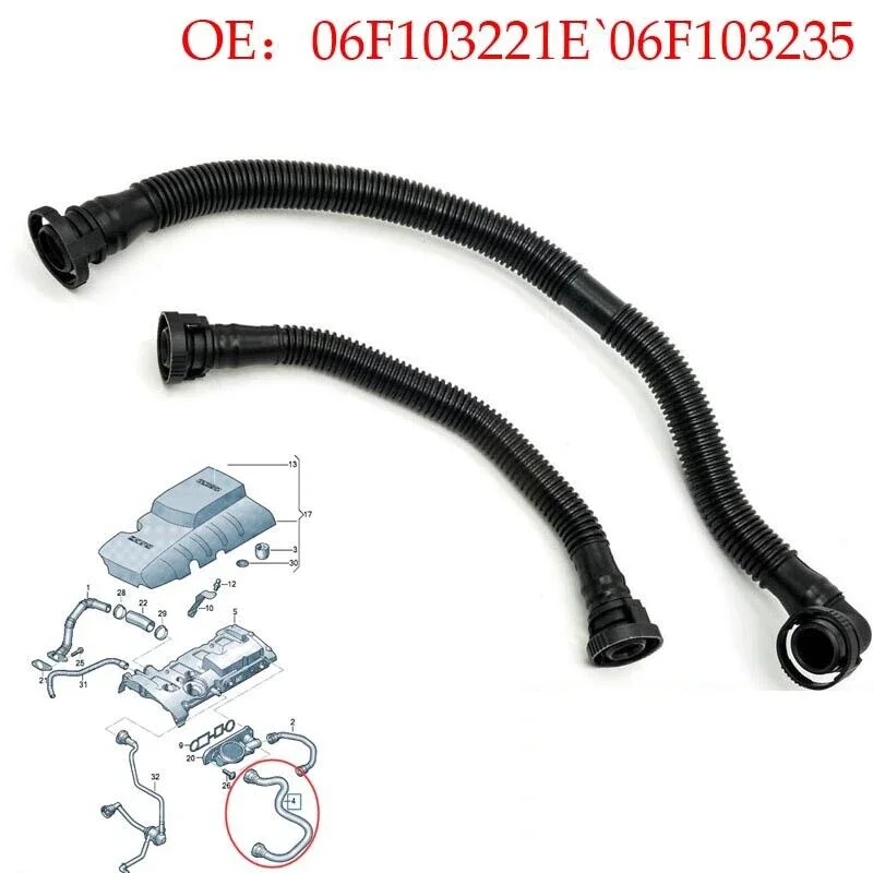 1 Satz für VW Audi 2.0 TFSI PCV Kurbelgehäuseentlüftungsventil Entlüftungsschlauchrohr 06F 103221 E-Motor Kurbelgehäuse Entlüftungsventil Entlüftungsschlauch Rohr