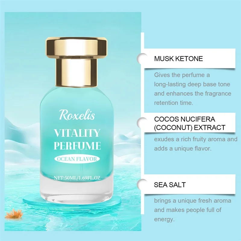 Vitality น้ําหอมผู้หญิง 50ml Ocean รสสเปรย์น้ําหอมติดทนนานน้ําหอมสเปรย์ผิวสเปรย์น้ําหอมสดชื่นสําหรับผู้หญิง