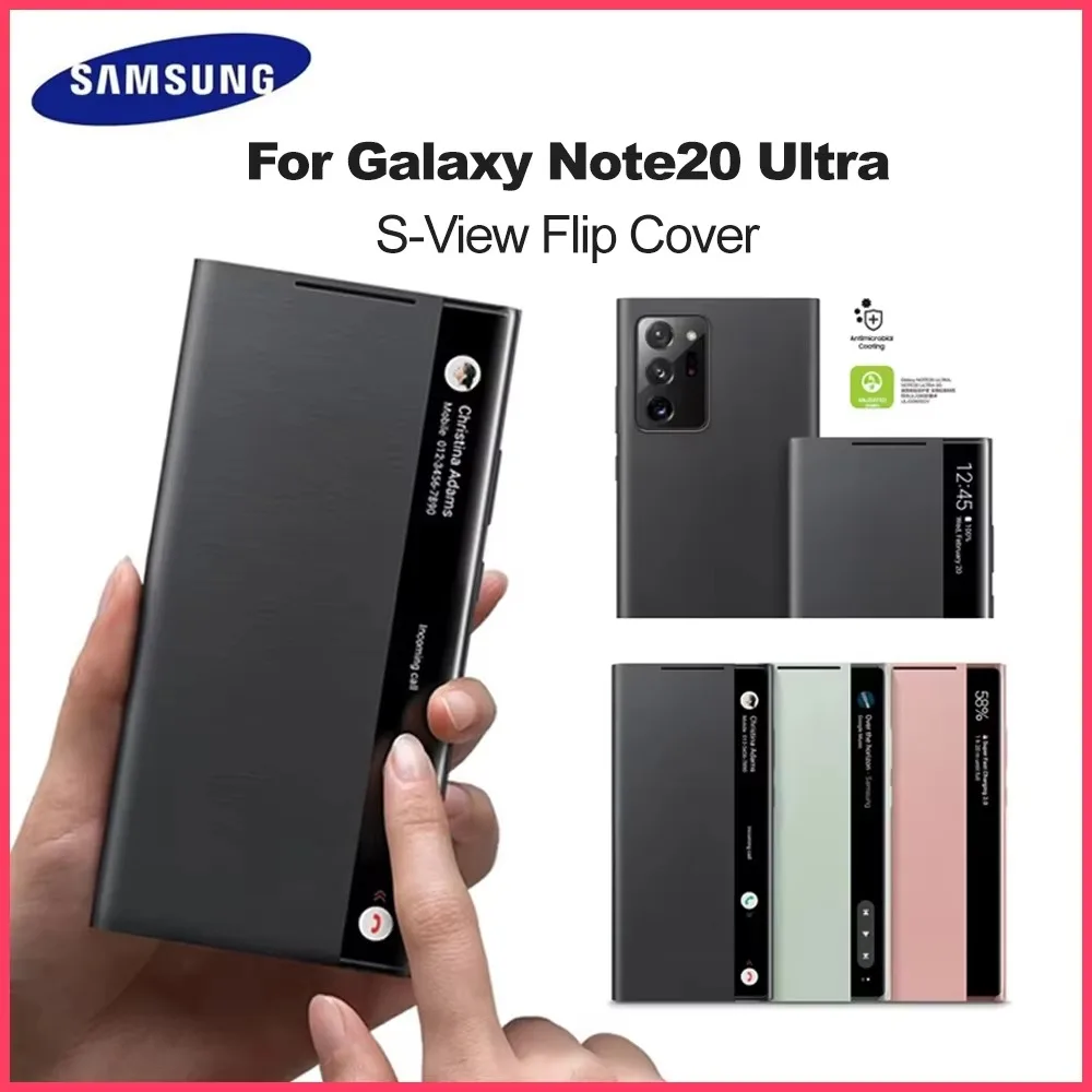 Para Samsung Galaxy Note 20 Ultra 5G Mirror Smart View Flip Case LED Cover S-View Cases de alta calidad EF-ZN985