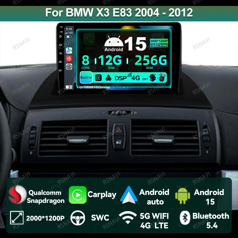 

Автомобильный радиоприемник Android 15 для BMW X3 E83 2004-2012 DVD Qualcomm BT Navigation QLED Viedo Player Стерео Мультимедиа DSP 5G WIFI GPS