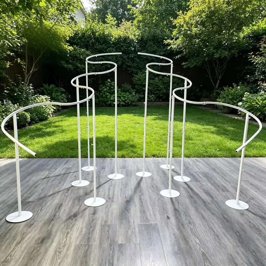 Anpassbare Party-Artikel: Gewellter/Gewölbter Hochzeits-Hintergrundständer – Outdoor S-förmiger gebogener Metallrahmen für Vorhänge – Detail 2