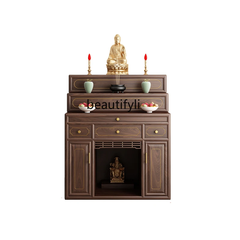 New Chinese Style Simple Solid Wood Prayer Altar Table Table Guanyin Altar Shrine Landlord Cabinet God of Wealth Buddha Table