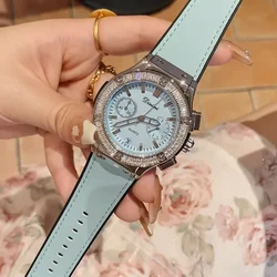 Exquisito reloj de disco grande para mujer, banda de silicona de lujo, relojes de cuarzo de diamante de moda informal, reloj automático para mujer, regalo para niña