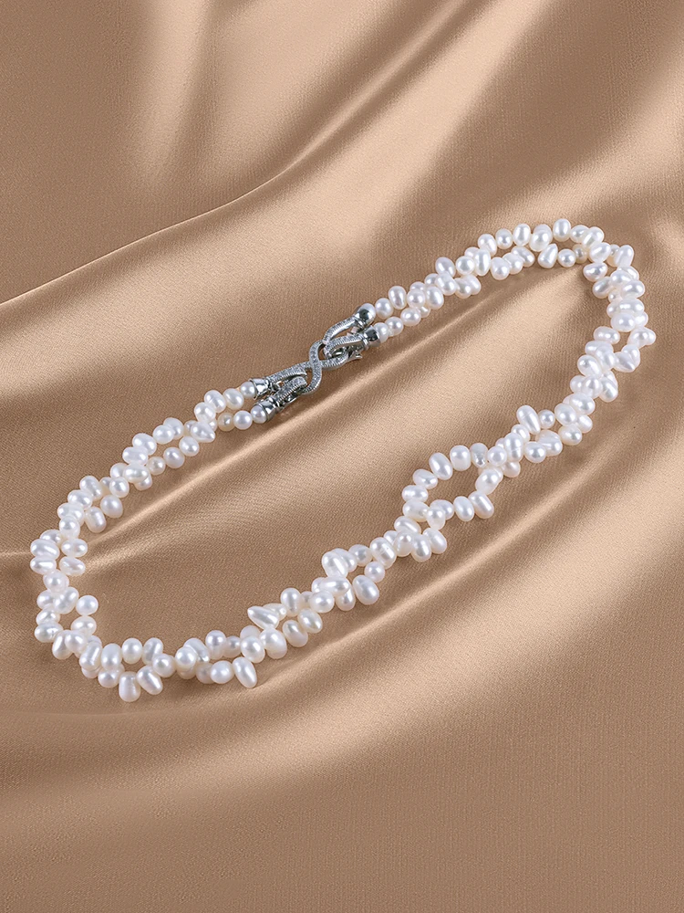 4mm shining oval flawless vintage nature freshwater Pearl 925 sliver necklace for Women Girl's choker jewelry