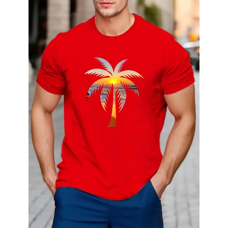 Summer Palm Tree Graphic Print Cotton T-Shirts Men Women Casual Short Sleeve T Shirt Oversized Harajuku Tees Top Unisex Clothing