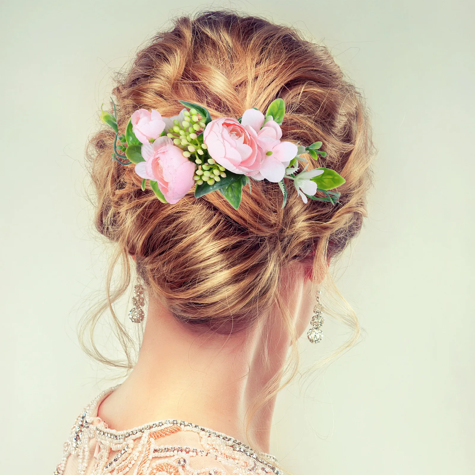 

1Pcs Bride Hair Comb Wedding Headdress Artificial Flower Bridal Hair Accessories for Photo Shoot Party Bride Headdress