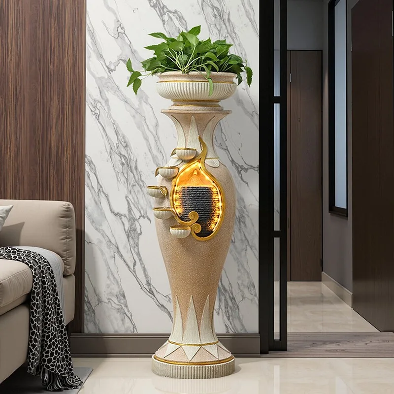 Light luxury water decoration, living room circulation humidifier, lucky entrance, floor-to-ceiling vase functional decoration