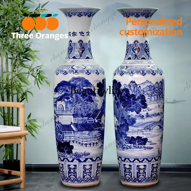 D183 Hand-painted heavy-duty pen golden home big vase company lobby high-end atmospheric floor ornament