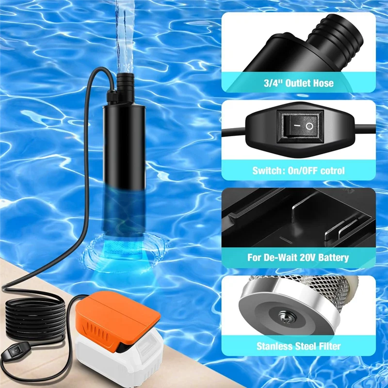 

ABPR-Water Transfer Pump Water Pump For 20V Battery For Garden,Camping, Kiddie Pool, Fish Tank