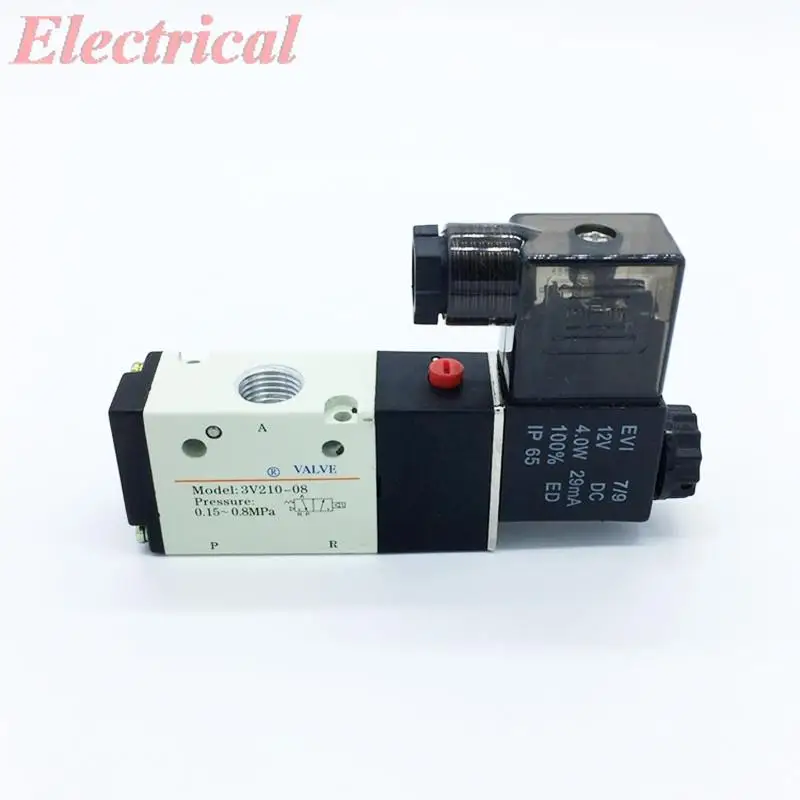 1pc Air Single Electrical Control Solenoid Valve DC 12V 24V AC 110V 220V 3Way 2Position 1/4