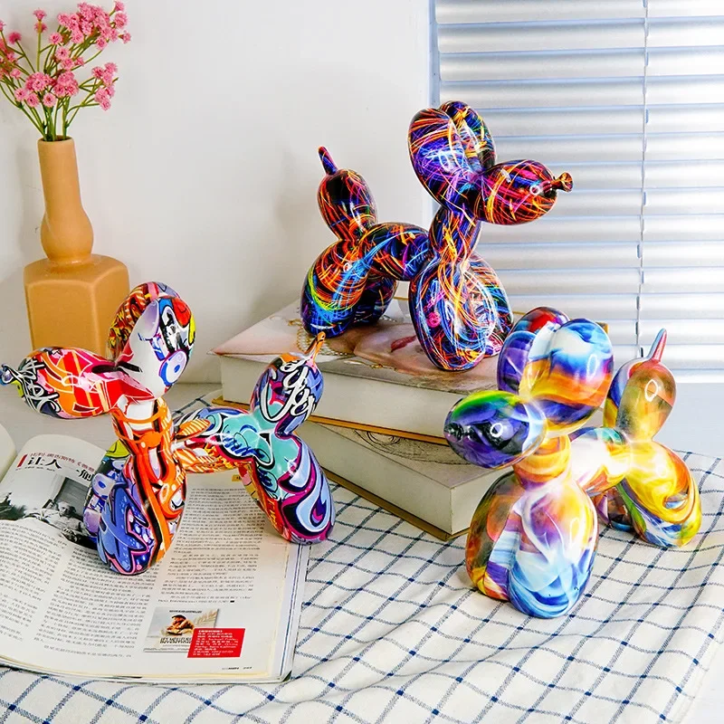 

American Style Balloon Dog Decorations Graffiti Dogs Colorful Figures Resin Crafts Wine Cabinets Home Decorations