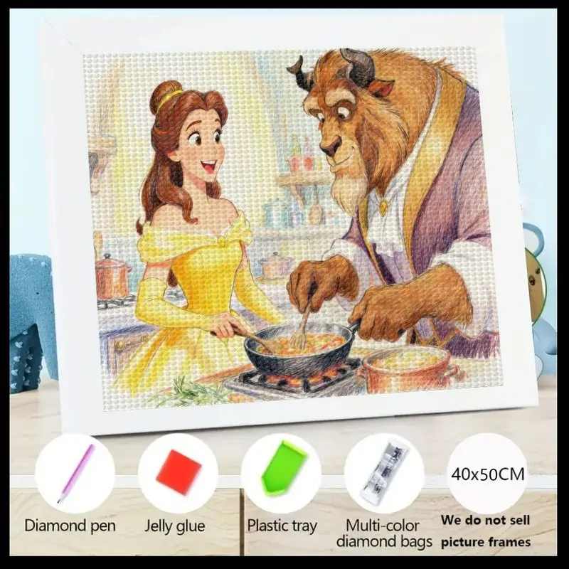 

1 шт. Набор алмазной живописи «сделай сам» 5D — набор «Чарная красота и чудовище», в комплект входит алмазная ручка, желейный клей, пластиковый лоток и A