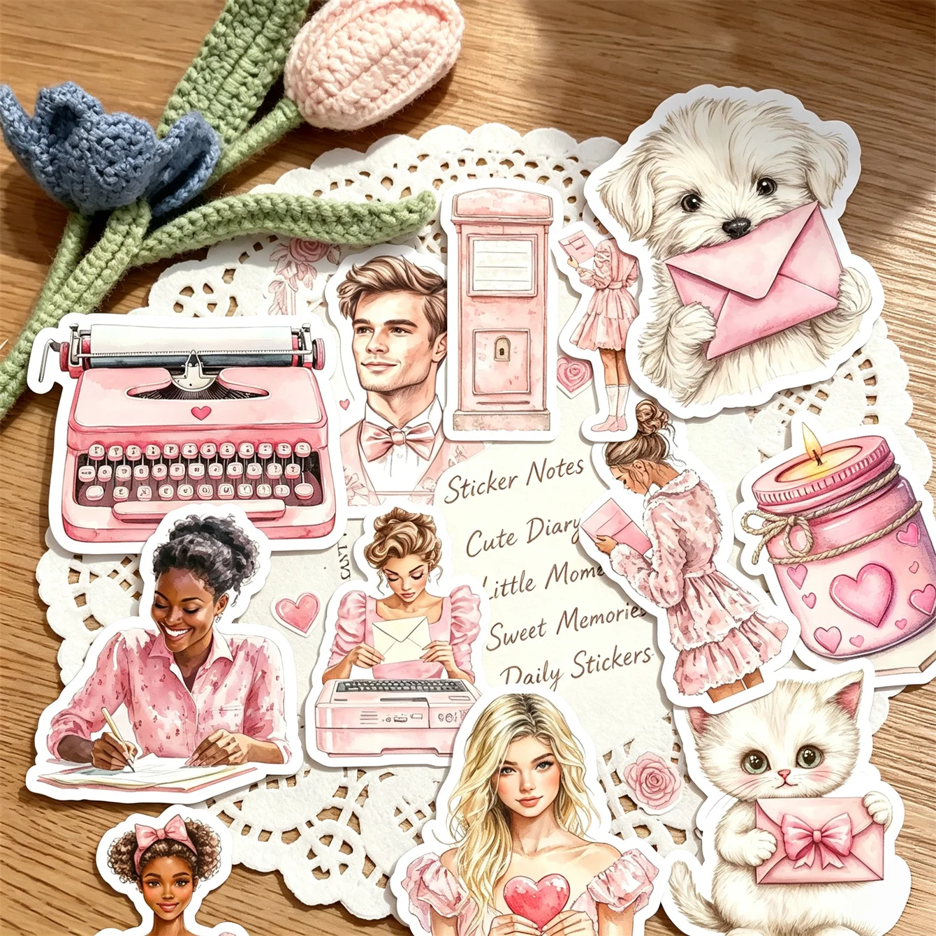 18/36 autocollants mignons faits maison sur le thème de l'amour quotidien pour couple, pour agenda, album DIY, carnet, papeterie, junk journal, livre de planification et journal
