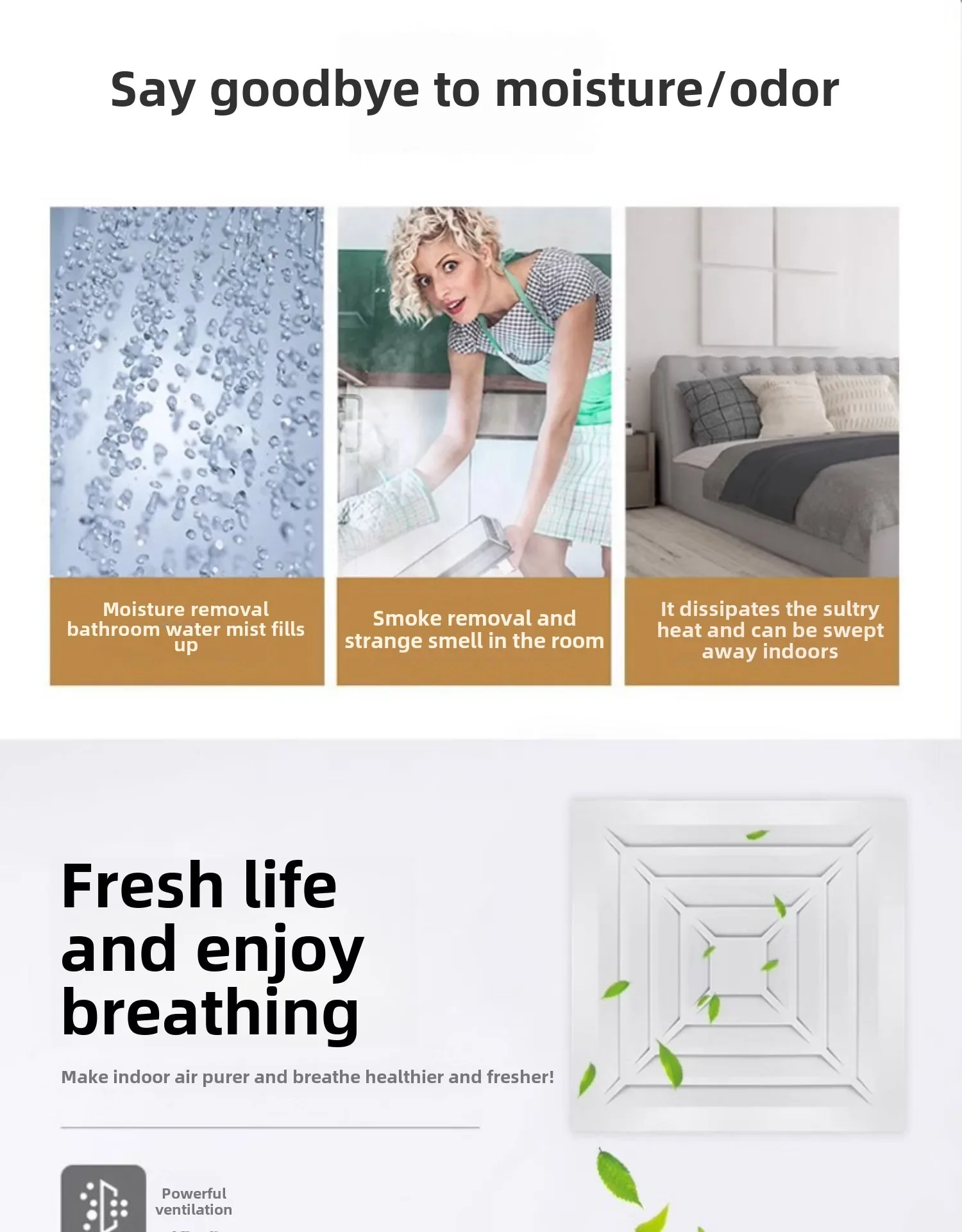 Ventilateur flacon intégré au plafond, ventilation silencieuse