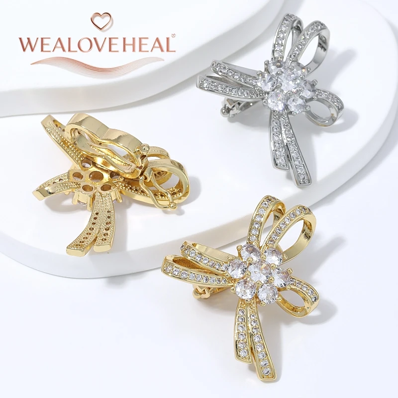 verschluss schmuck, schmuckherstellung zubehör, 18K Vergoldeter Messing-Doppelreihen-Perlenverschluss, Micro-Pavé-CZ-Schmetterlingsknoten-Clip-Verbinder für DIY-Schmuckherstellung – Detail 17