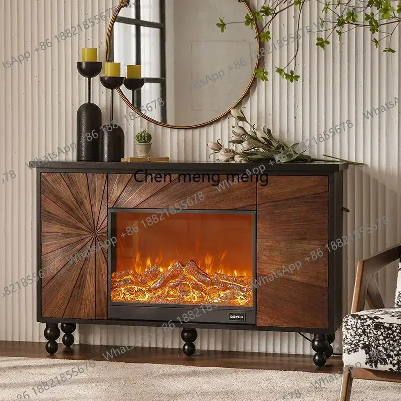 AB03French medieval fireplace, retro solid wood living room, villa entrance hall, entrance decorative cabinet