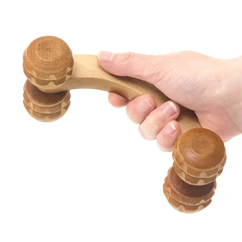 Rodillo de masaje de madera de mano, tejido de terapia de madera para calmar el cuello, tallado corporal, dragado meridiano, pérdida de peso, se puede usar