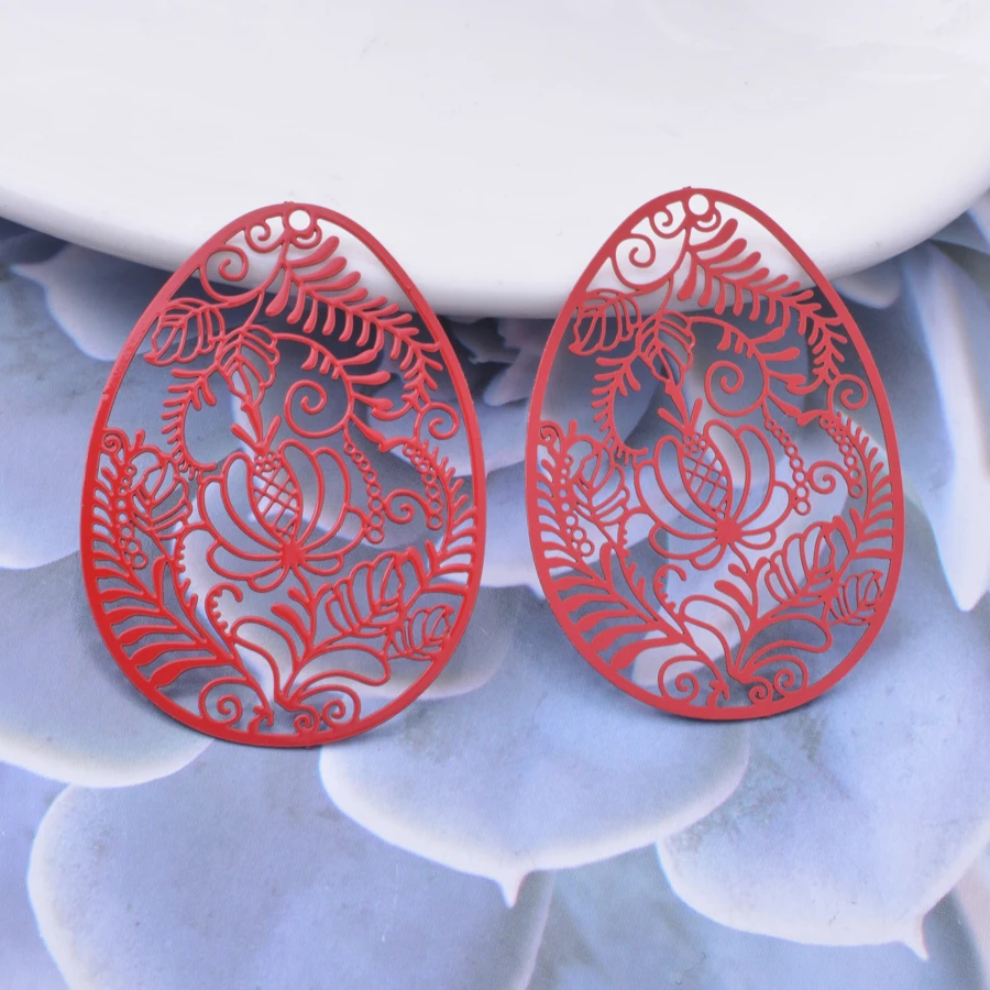 30pcs AD3120 29*40mm Painted Brass Blue and white Porcelain Pattern Oval Charms DIY Jewelry Earring Accessories – Detail 9