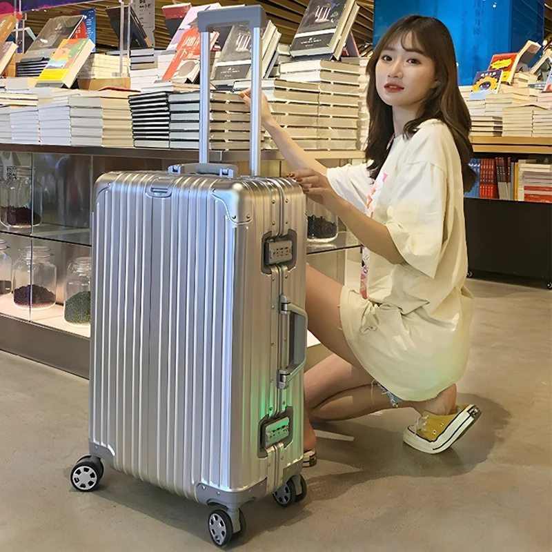 

Thickened Aluminum Frame Travel Suitcase 22/24/26/29 inch Luggage 20 inch Suitcase Trip Cabin Metal Password Trolley Case