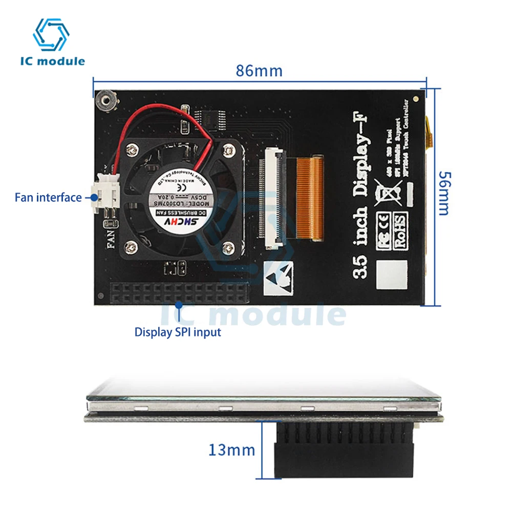 3,5 дюймовый сенсорный экран 125 МГц SPI ЖК-дисплей Разрешение 450*320 TFT ЖК-дисплей для Raspberry Pi ZeroW 2B 3B + 4B