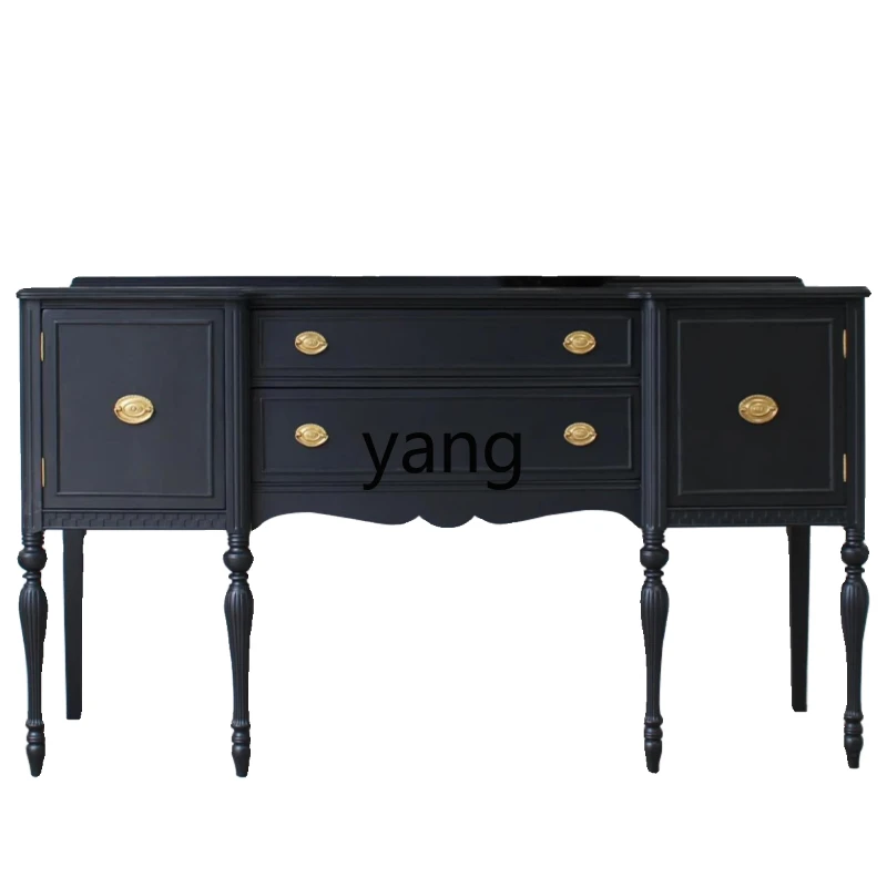 

LHH carved solid wood cabinet small apartment living room partition locker antique style
