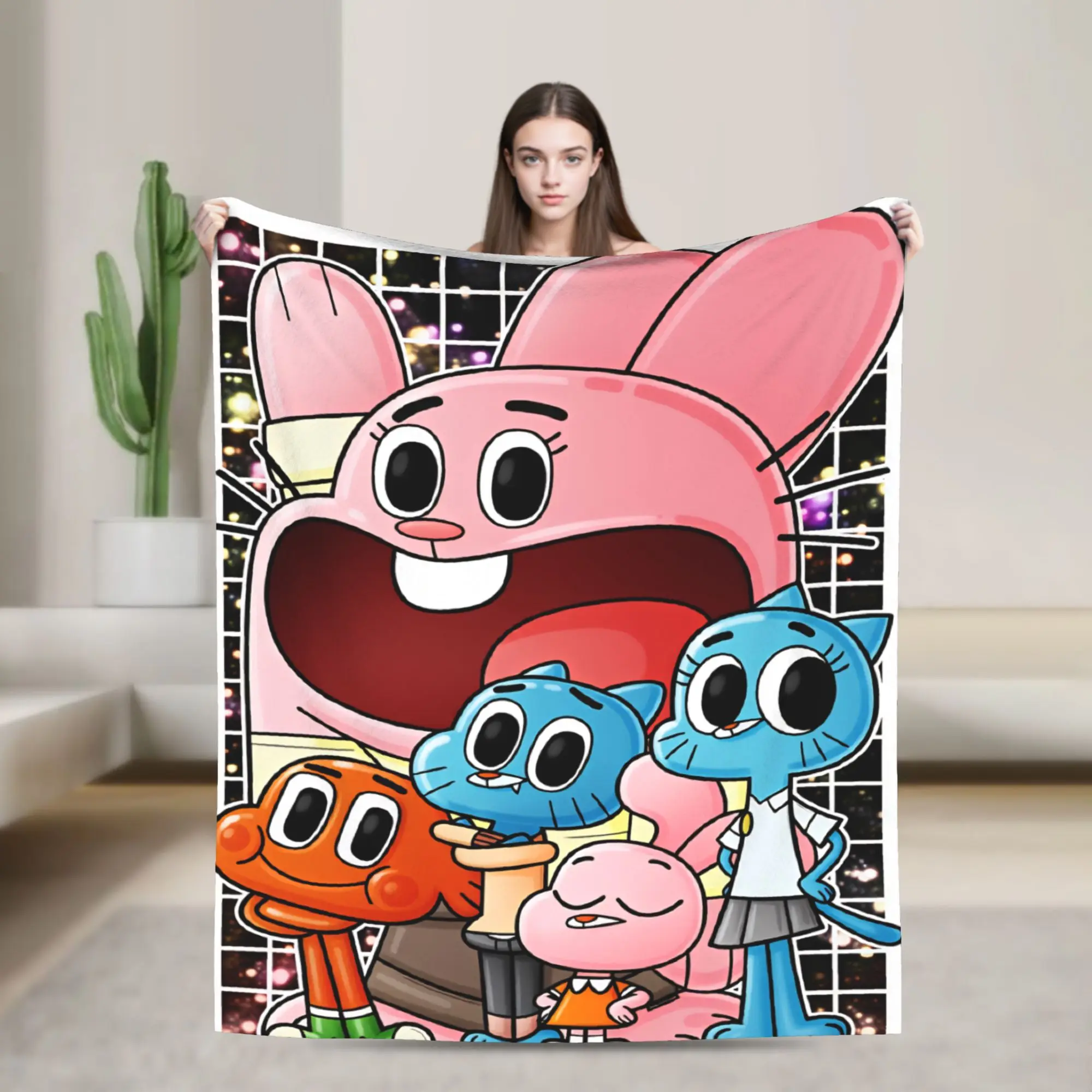 The Amazing World Of Gumball  Flannel Blanket  Warm Bedding Throws for Outdoor Decorative Aesthetic Bedspread Sofa Bed Cover