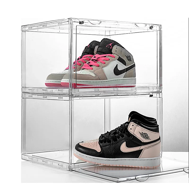 6-sided Fully Transparent Shoe Box Acrylic Aj Basketball Shoe Storage Box Plastic Anti-oxidation Dustproof Collection Shoe Wall