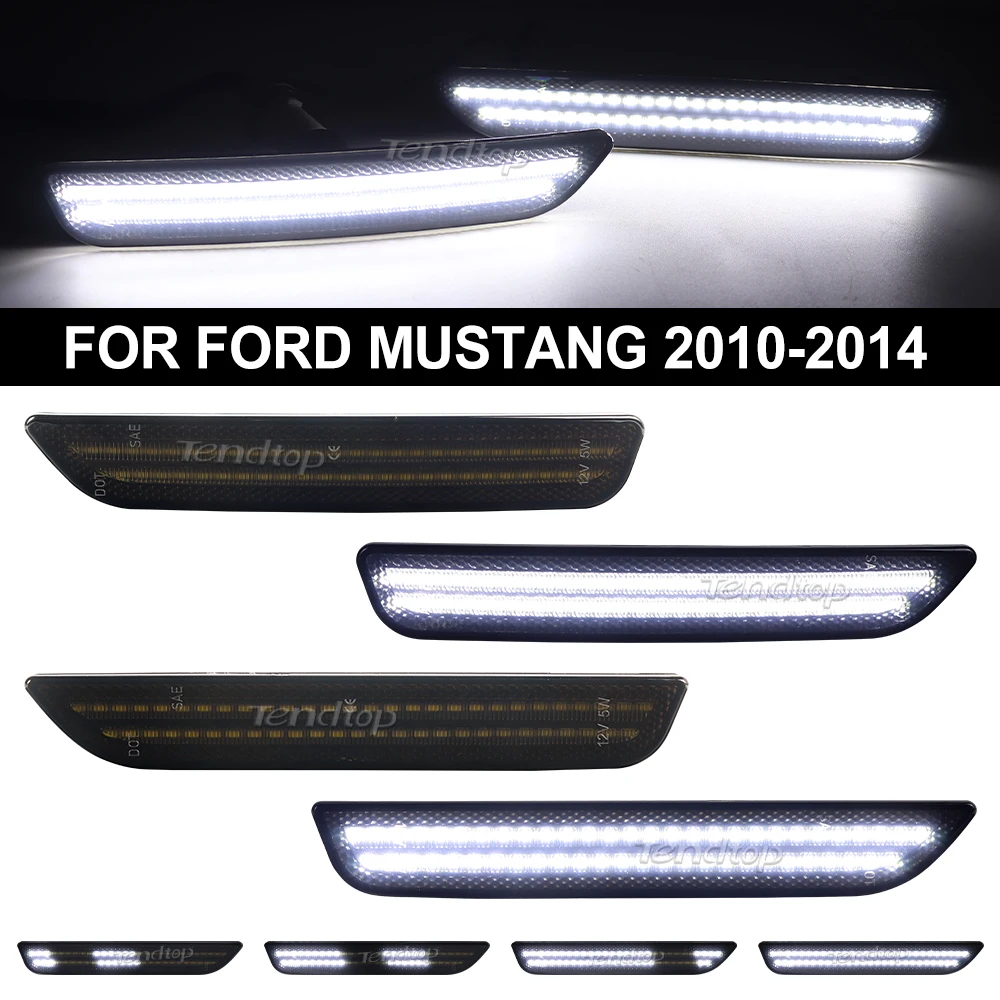 Dynamic Car Front Rear Bumper Side Marker Light White For Ford Mustang Base GT Shelby GT500 Boss 302 2010 2011 2012 2013 2014