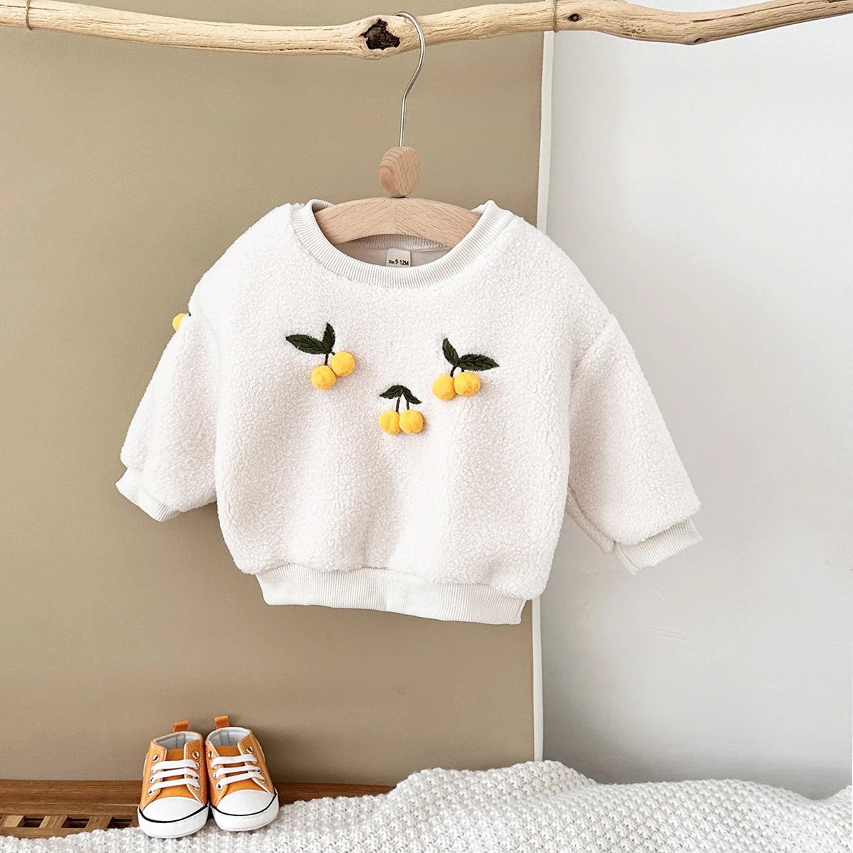 Baby Girl Clothes Winter Baby Tops Boy Baby Fashion Children Thick Lamb Wool Fabric Embroidery Korea Top Infant Baby Autumn