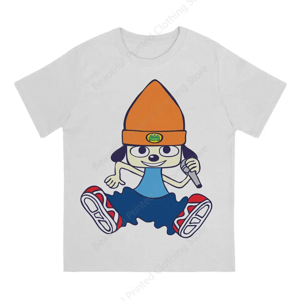 PaRappa The Rapper Mens T-Shirt 1990’s video game Funny Printing T-Shirts O-Neck Breathable Tee Cotton Fun Tees