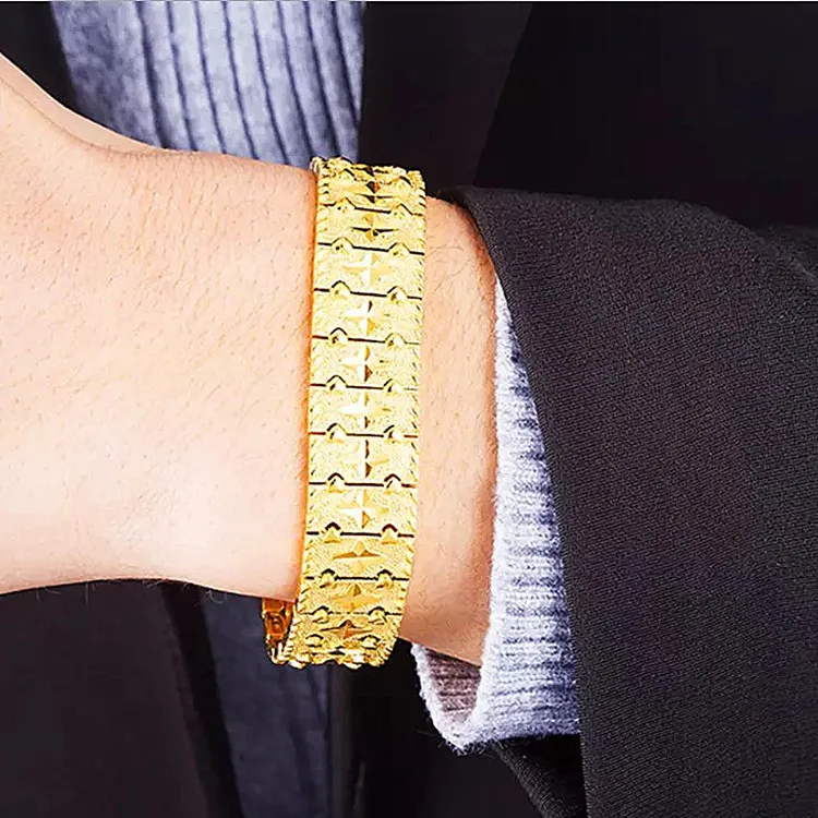 

Мужская широкая цепочка для часов со звездой из 24-каратного золота, AU999 | Кончики звезд с акцентом цирконом, гламурные, эффектные, великолепная точность.