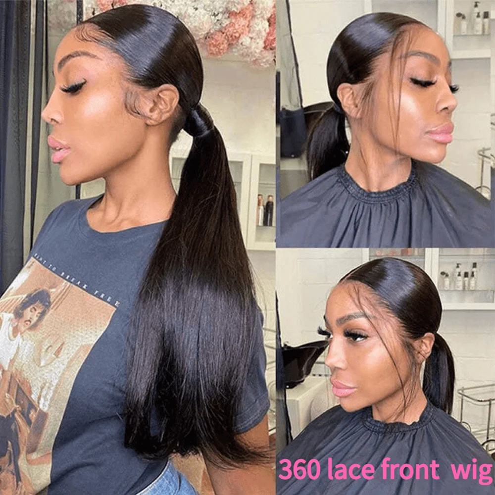 

360 Lace Frontal Wig Brazilian Bone Straight Transparent Lace Front Human Hair Wigs For Black Women Pre Plucked Remy Hair Wigs