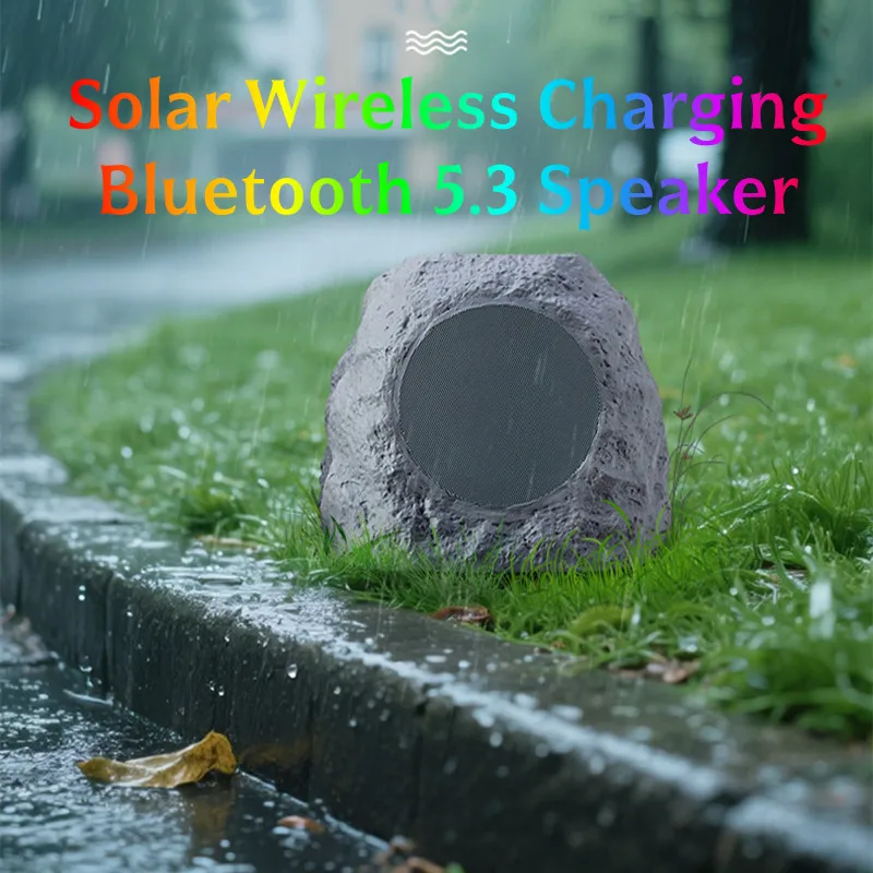 زوج من مكبرات الصوت RGB Color Rock Boomboxs المقاومة لتسرب الماء TWS Bluetooth5.3 قابلة للتحويل شحن لاسلكي يعمل بالطاقة الشمسية بمساعدة للفناء #3