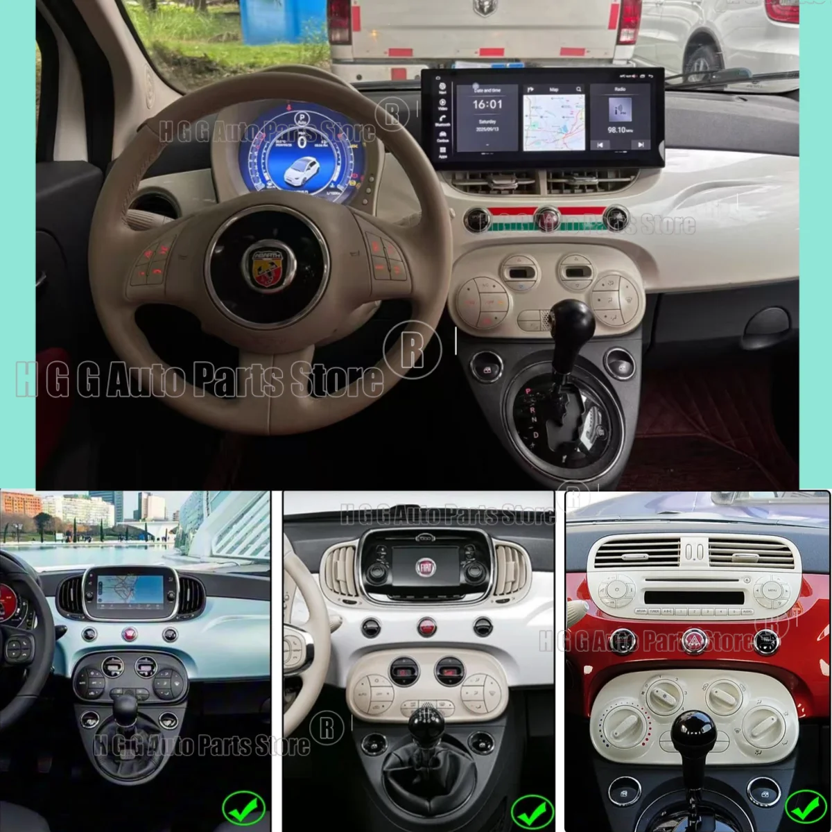 LCD لوحة القيادة العنقودية الرقمية لشركة فيات 500 2007-2024 سلسلة سيارة نظام تحديد المواقع نافي راديو أندرويد 14 مشغل وسائط متعددة فيديو CarPlay ستيريو #3