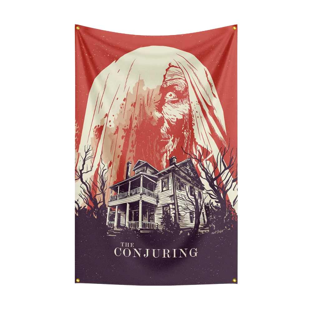 Horror Movies Flag for The T-T-he C-Co-nj-ur-i-ng  Fans wrinkle resistant Banner Custom Image Scary Yard Wall Hanging Decor