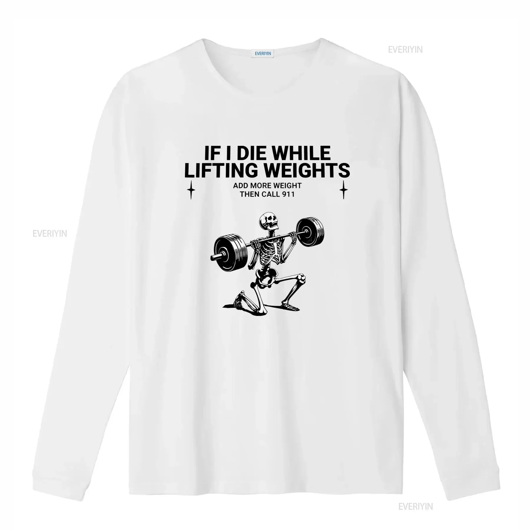 Camiseta de gimnasio divertida con esqueleto Humor levantamiento pesas entrenamiento casual cuello redondo tejido vintage