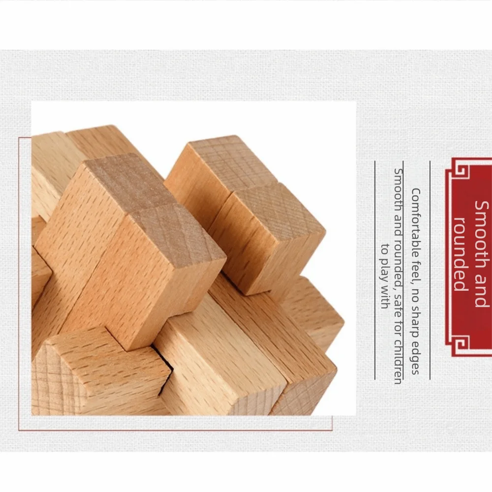 Mind Challenge Wooden Kongming Puzzle Puzzle Funny Luban Lock Unlocking Classic Wooden Puzzle Birthday Gift