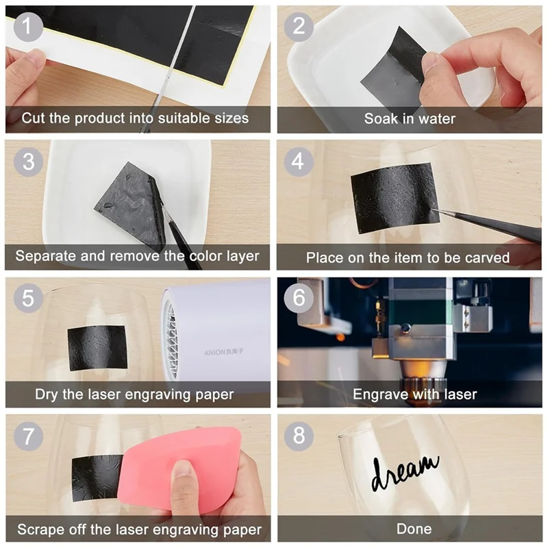 

ABFY-6Pcs Lasertest Paper, Laserdimming Paper Engraving Test Focus Paper Laserengraving Material Suitable For Glass
